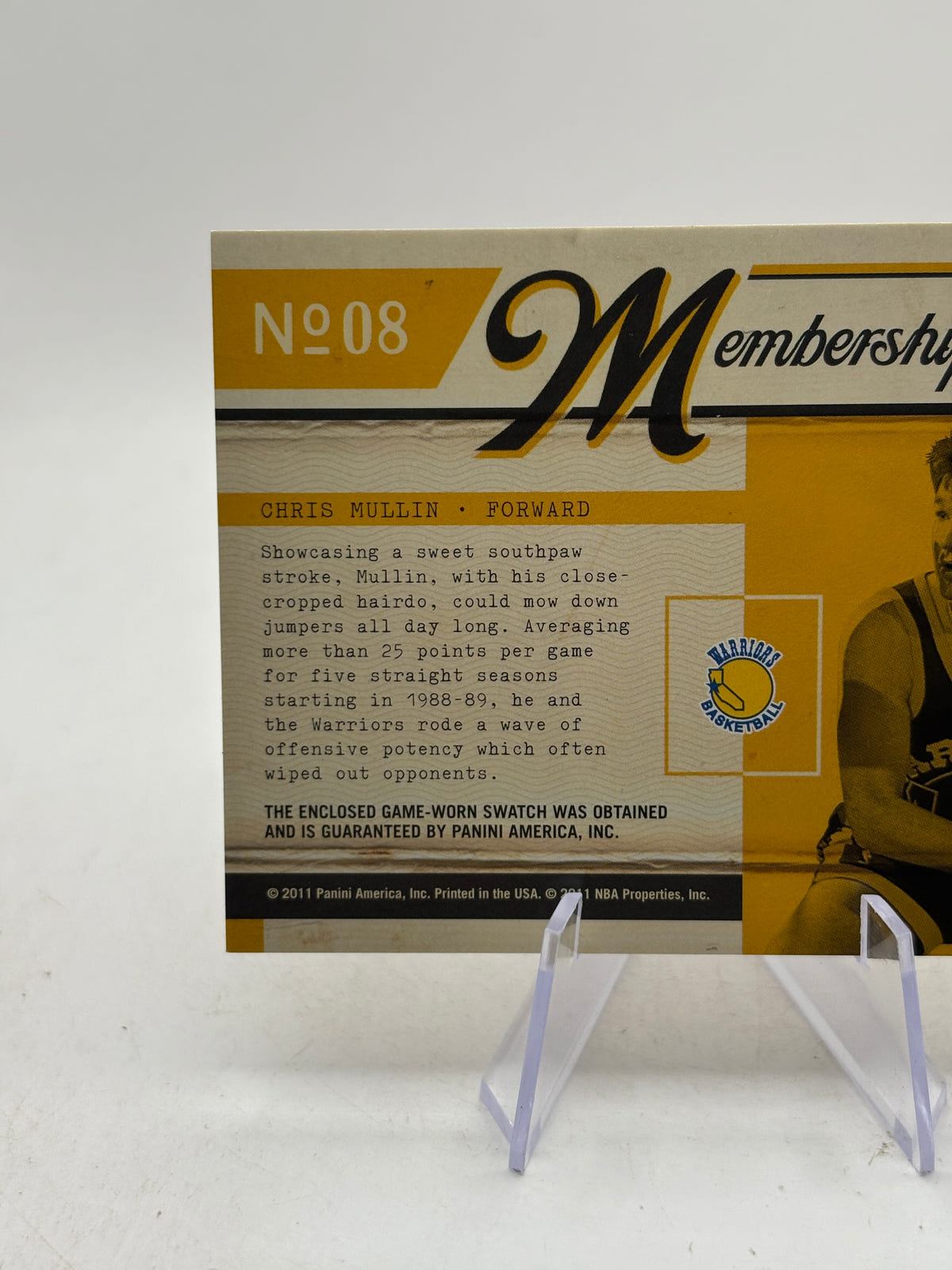 Chris Mullin 2010 Panini Classics - Membership Materials #8 /250 Warriors image 3