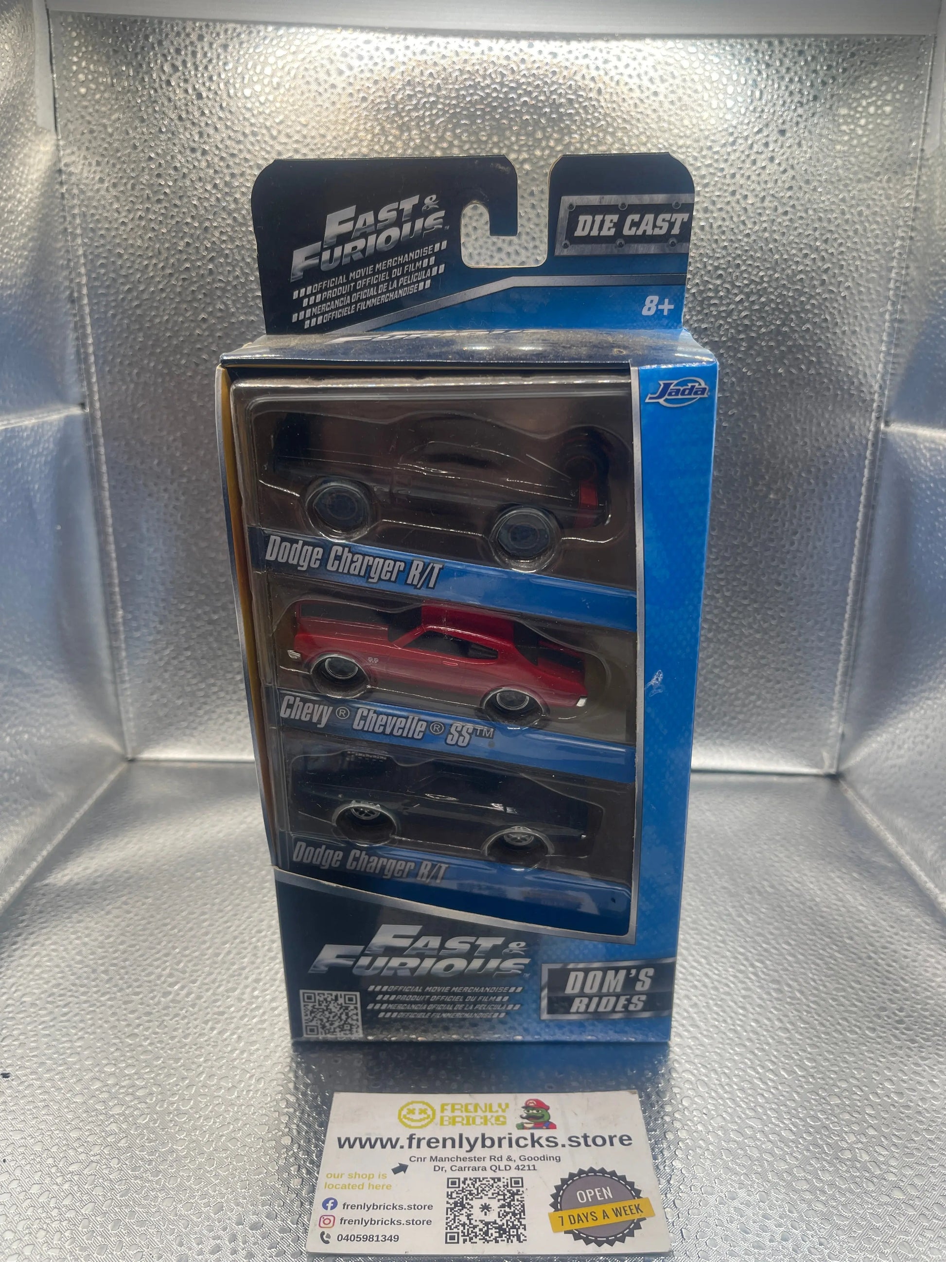 Fast & Furious 3 Pack Dodge Charger R/T Chevelle SS Dom’s Rides DieCast Car Jada FRENLY BRICKS - Open 7 Days
