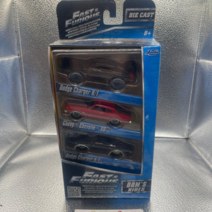 Fast & Furious 3 Pack Dodge Charger R/T Chevelle SS Dom’s Rides DieCast Car Jada FRENLY BRICKS - Open 7 Days