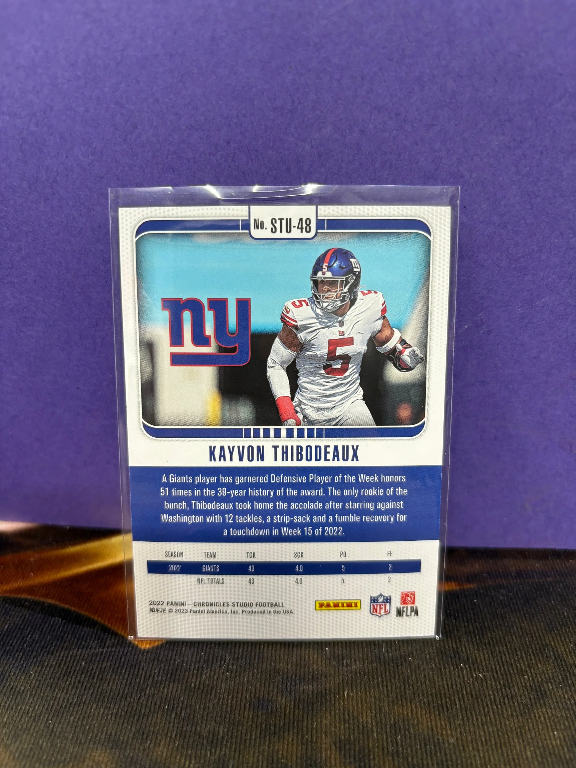2022 Panini Chronicles Kayvon Thibodeaux /199 - Studio Pink #STU-48 RC Giants FRENLY BRICKS - Open 7 Days