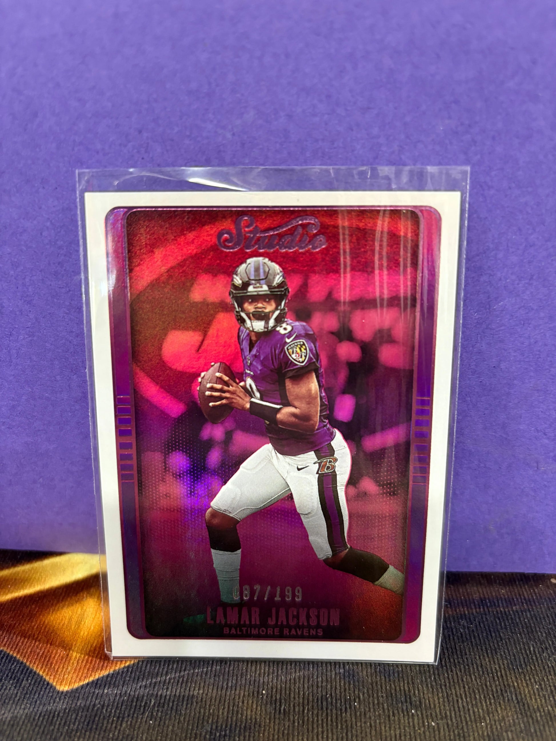 2022 Chronicles Studio Pink #STU-3 Lamar Jackson /199 - Baltimore Ravens FRENLY BRICKS - Open 7 Days