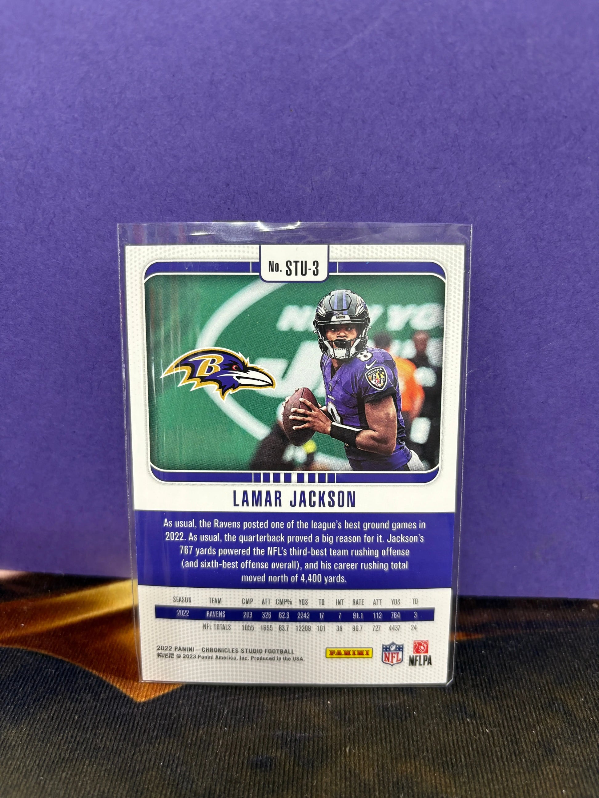 2022 Chronicles Studio Pink #STU-3 Lamar Jackson /199 - Baltimore Ravens FRENLY BRICKS - Open 7 Days