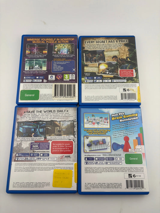 PlayStation Vita Video Game Lot - Unit 13 / Uncharted / Smart As / Lumimes FRENLY BRICKS - Open 7 Days