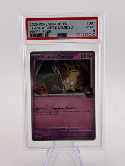 2025 Pokemon Destined Rivals - Team Rockets Mimikyu Pre Release PSA 10