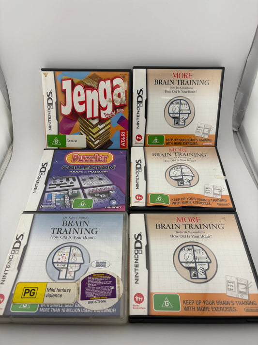 Nintendo DS Video Game Lot - Brain Training / Jenga / Puzzler + more (3) FRENLY BRICKS - Open 7 Days