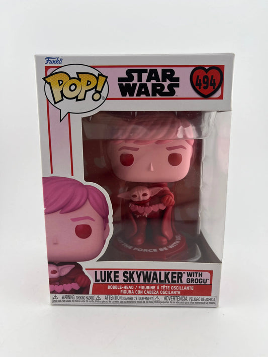Funko POP! Vinyl Star Wars Valentine's Day Pink Luke Skywalker with Grogu #494 FRENLY BRICKS - Open 7 Days
