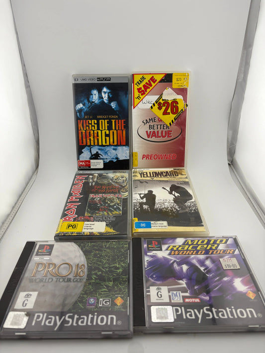 Original Playstation & PSP Movie / Music Lot - World Tour Golf / Iron Maiden + more Lot 1 FRENLY BRICKS - Open 7 Days