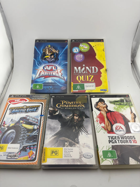 PSP PlayStation Video Game Lot 4 - AFL Challenge / Disney Pirates + More FRENLY BRICKS - Open 7 Days