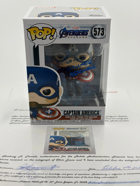Funko POP! Avengers #573 Captain America Signed by Chris Evans w/ COA FRENLY BRICKS - Open 7 Days