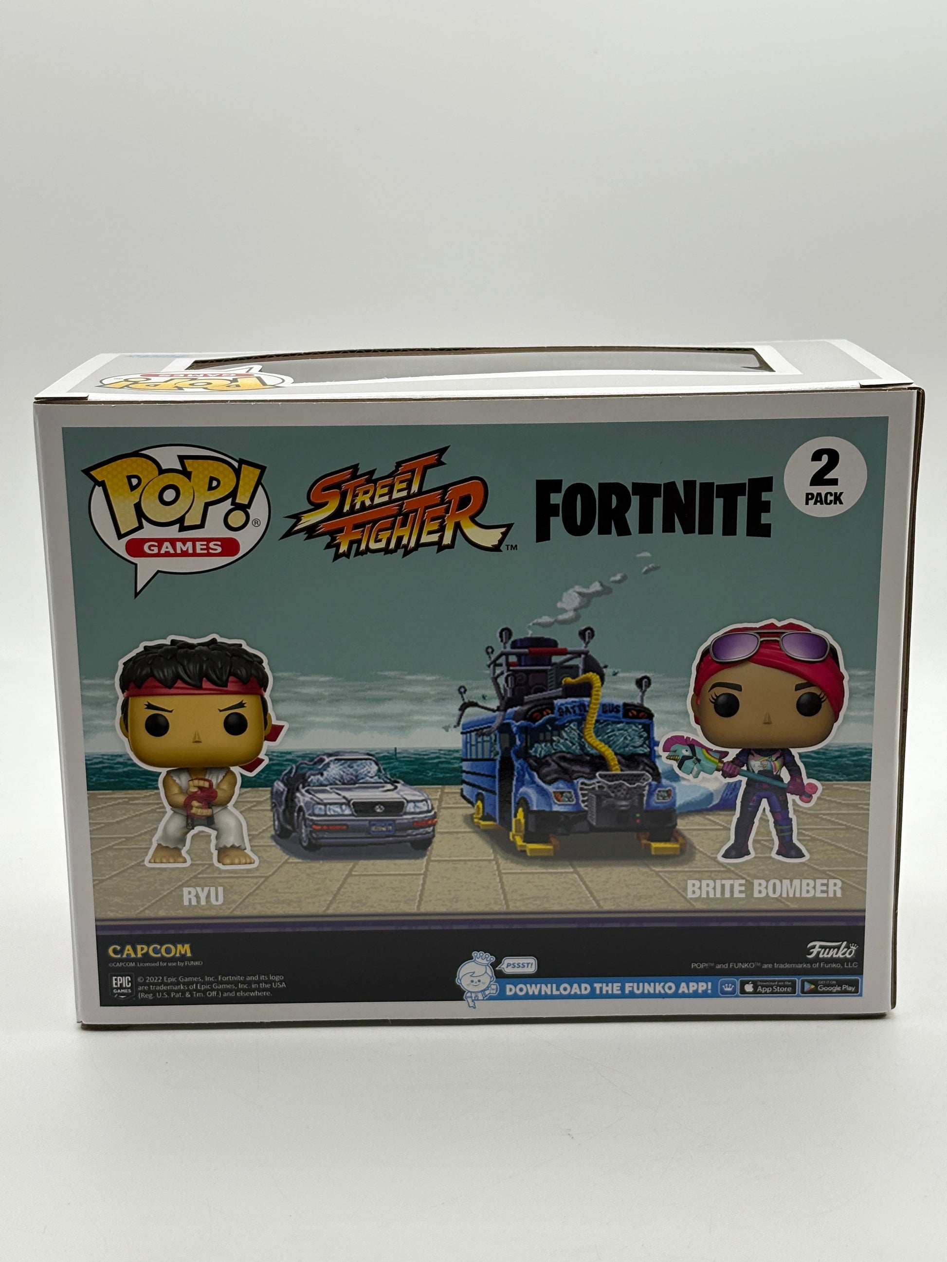 Funko POP! Games Street Fighter Fortnite Ryu & Brite Bomber 2 Pack FRENLY BRICKS - Open 7 Days
