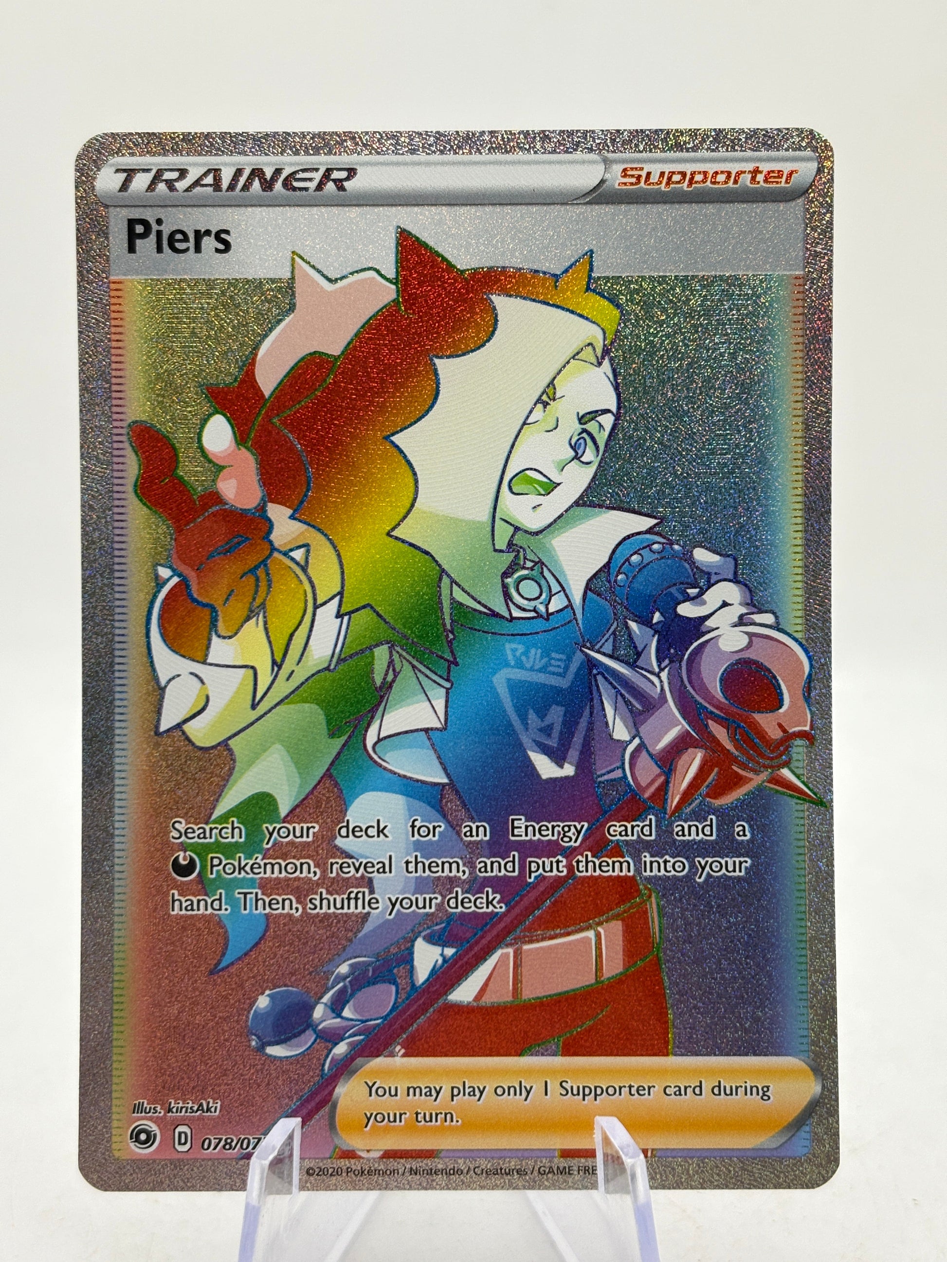 Pokemon TCG Sword Shield Champions Path - Piers 078/073 Rainbow Full Art Nm FRENLY BRICKS - Open 7 Days
