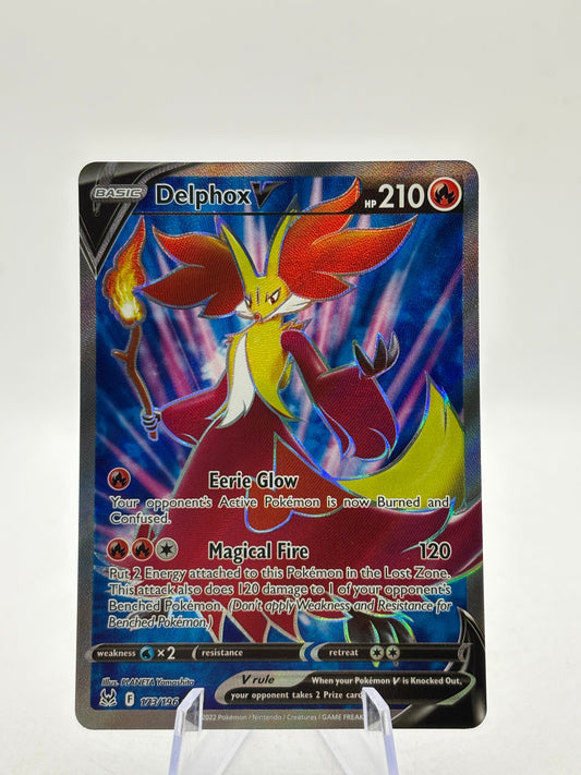 Pokemon TCG Sword Shield Lost Origin - Delphox V 173/196 Full Art Rare FRENLY BRICKS - Open 7 Days