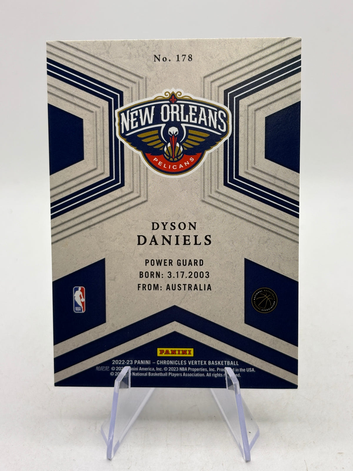 Panini 2022-23 Chronicles Vertex Dyson Daniels RC Pelicans 8/8 #178 image 2