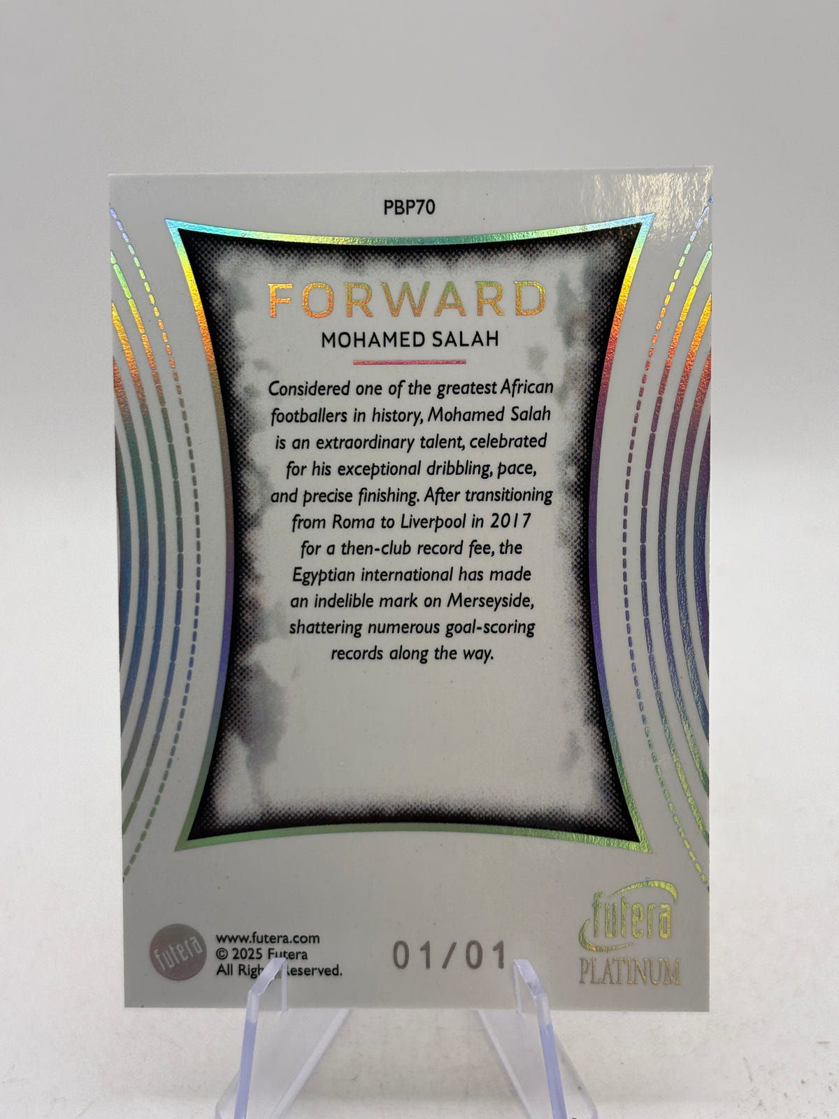2025 Futera Platinum #PBP70 Mohamed Salah 1/1 image 2