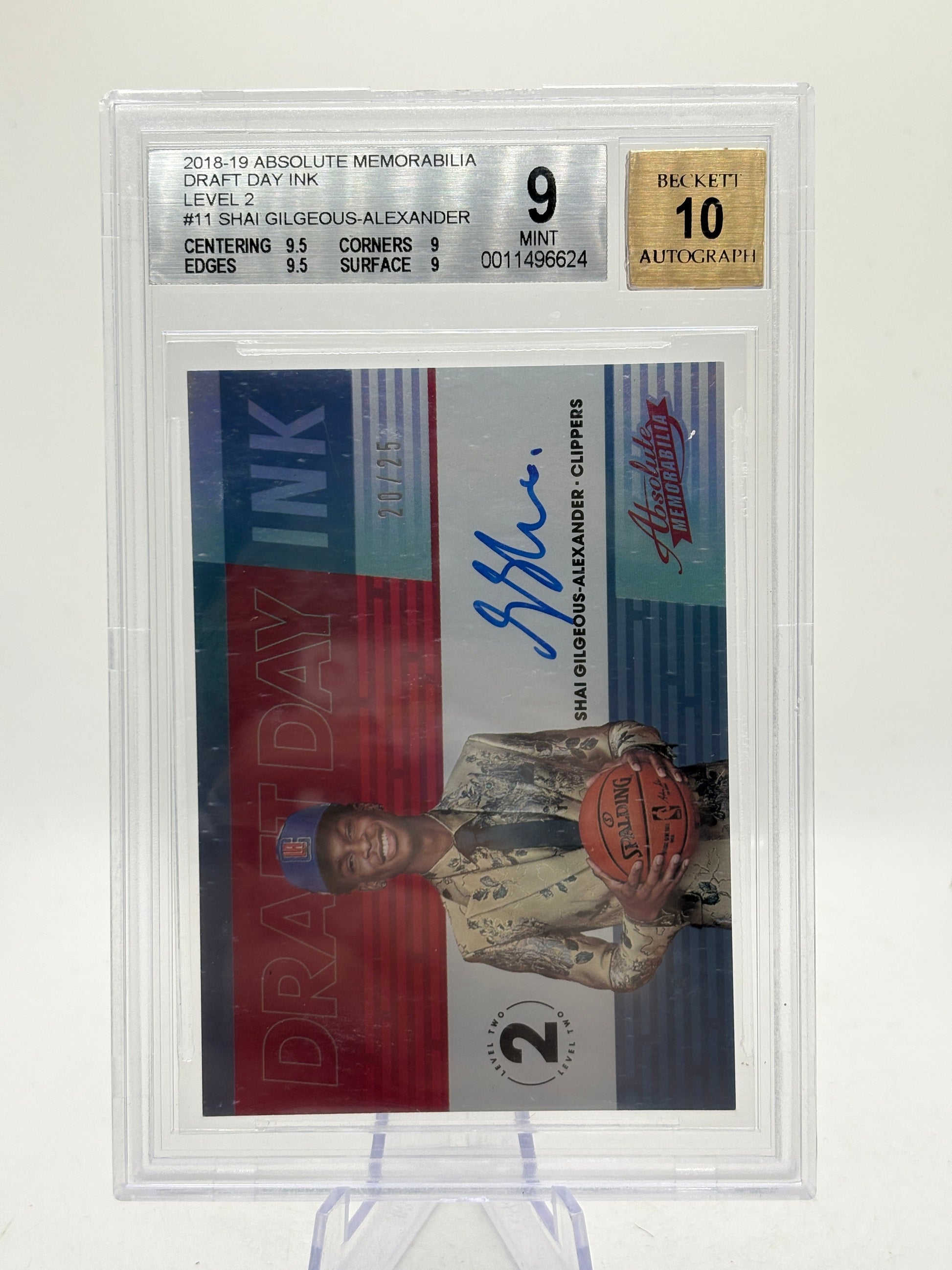 2018-19 Absolute Memorabilia Draft Day Ink Shai Gilgeous- Alexander Beckett 9 Auto 10 FRENLY BRICKS - Open 7 Days