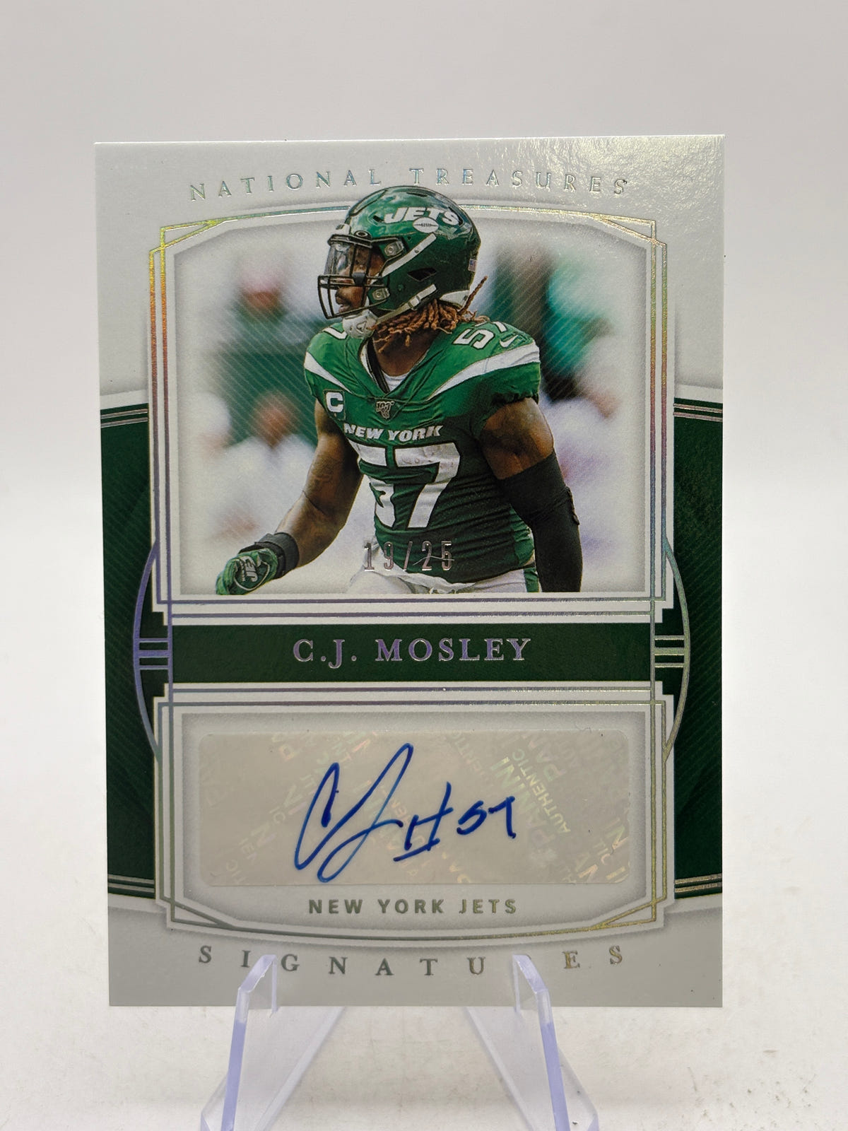 2019 Panini National Treasures - C.J. Mosley Signatures #S-CJ /25 (AU) NY Jets image 1