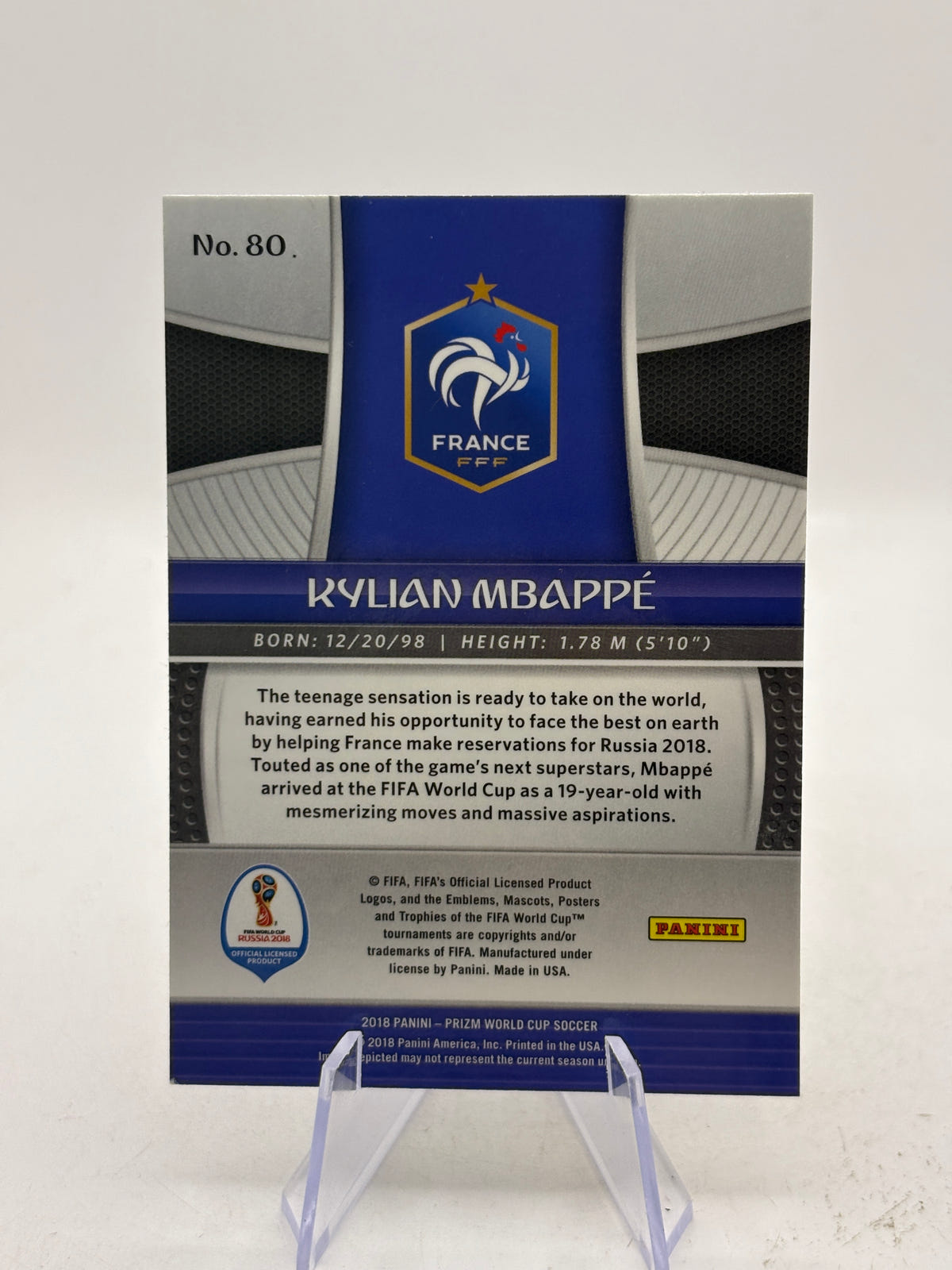 2018 Panini Prizm World Cup Russia Kylian Mbappe RC #80 Rookie France image 2
