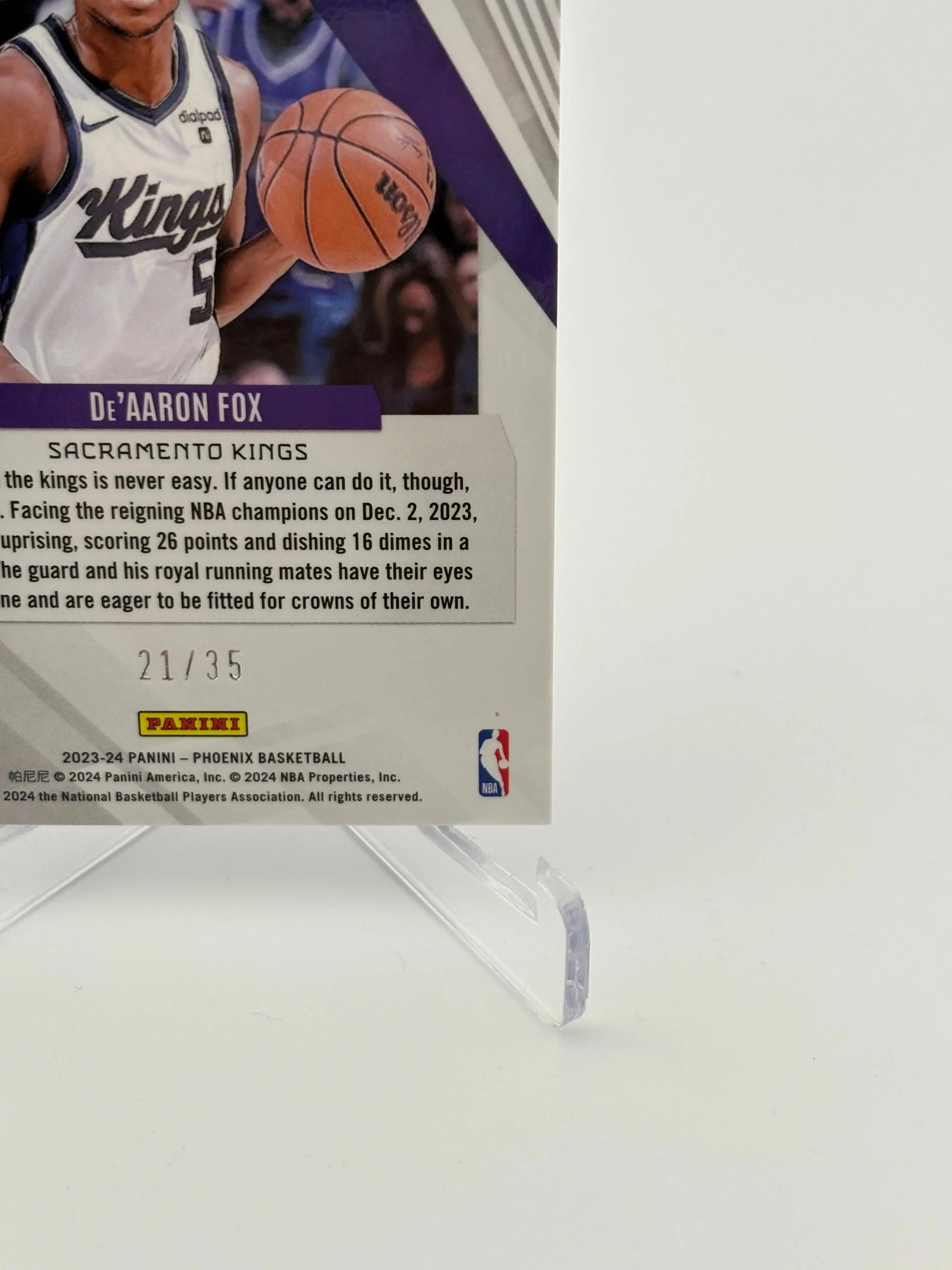 2023-24 Panini Phoenix Blue Ice #90 De'Aaron Fox - Kings /35 FRENLY BRICKS - Open 7 Days