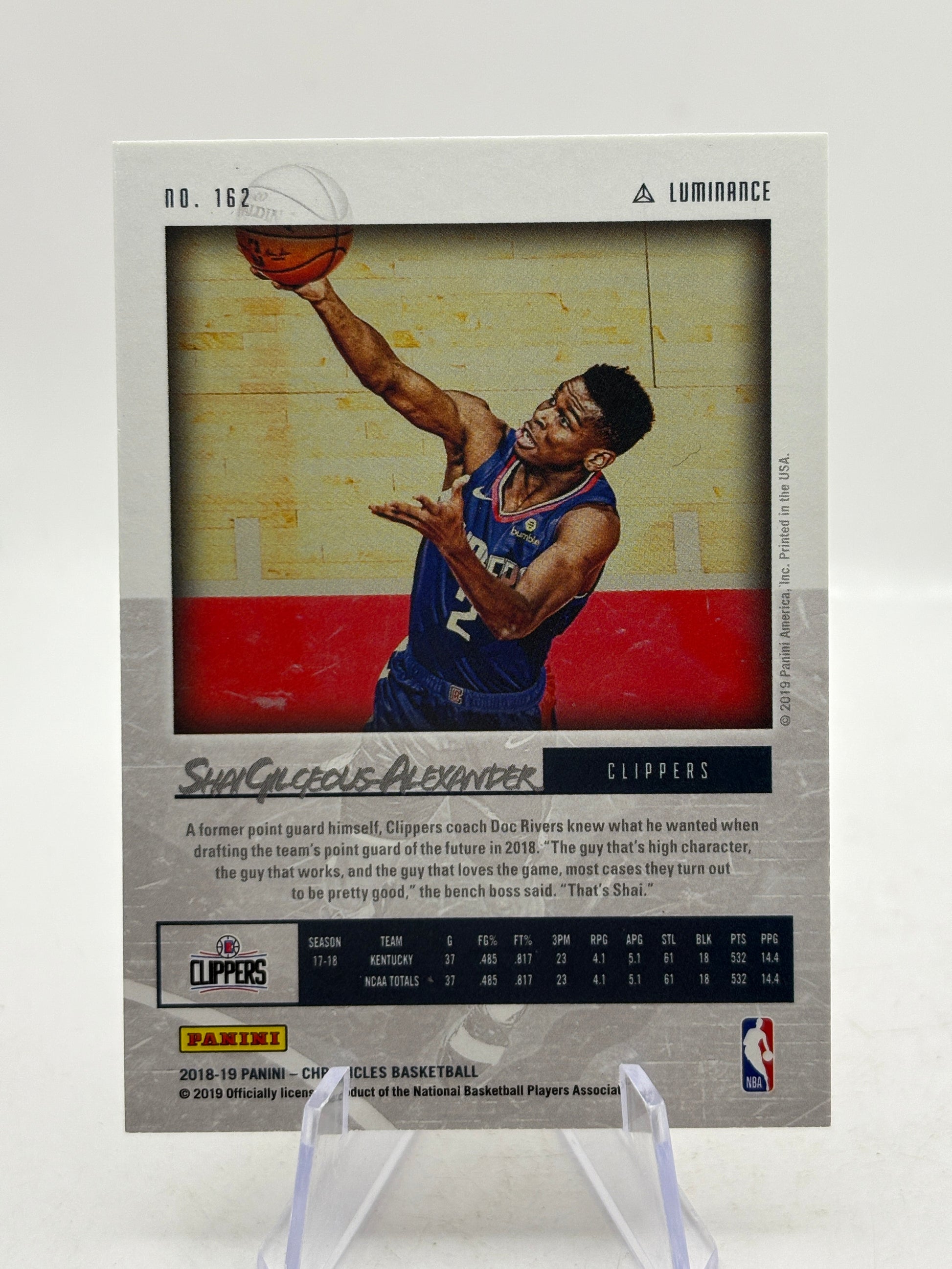 2018-19 Panini Chronicles Luminance #162 Shai Gilgeous-Alexander Rookie Card FRENLY BRICKS - Open 7 Days