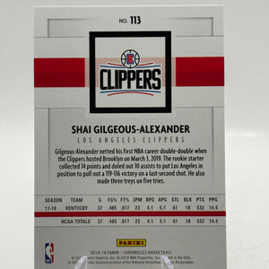 2018-19 Panini Chronicles #113 Shai Gilgeous-Alexander Rookie Card FRENLY BRICKS - Open 7 Days
