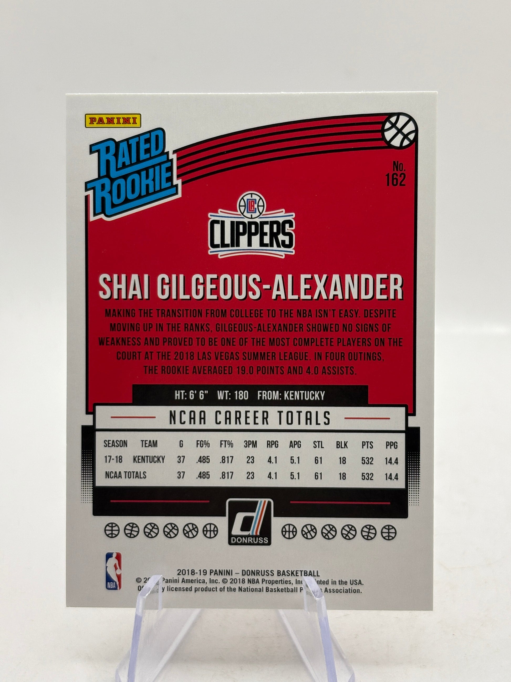 2018-19 Panini Donruss - #162 Shai Gilgeous-Alexander Rated Rookie Bronze FRENLY BRICKS - Open 7 Days