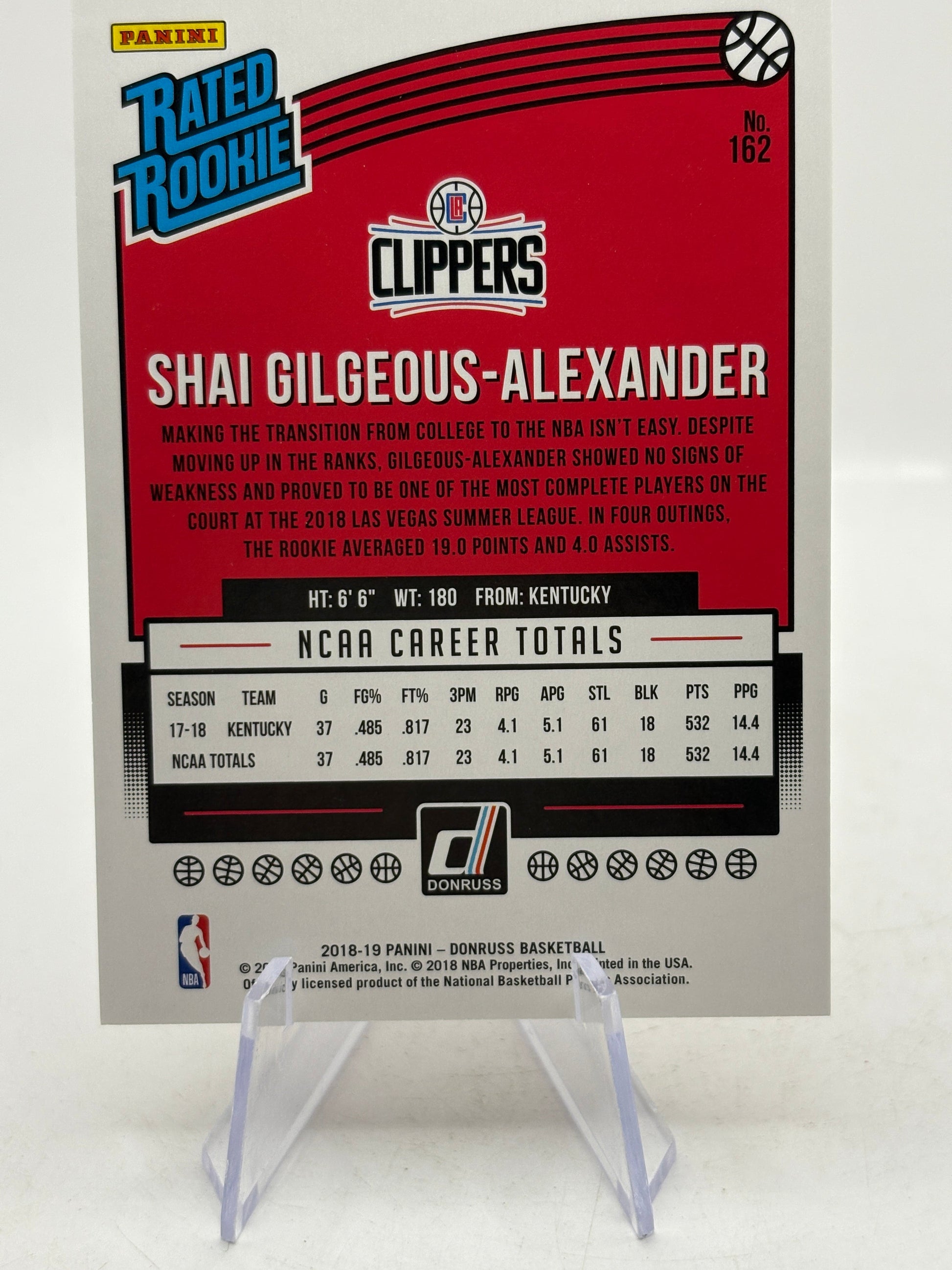 2018-19 Panini Donruss - #162 Shai Gilgeous-Alexander Rated Rookie Bronze FRENLY BRICKS - Open 7 Days