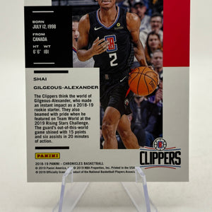 2018-19 Chronicles Shai Gilgeous-Alexander RC Rookie #89 Clippers FRENLY BRICKS - Open 7 Days