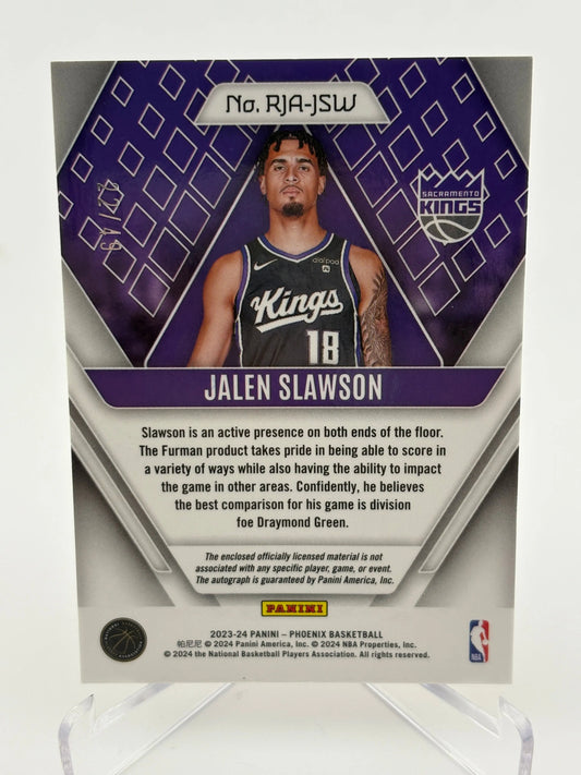 2023-24 Panini Phoenix Rookie Jersey Autographs Orange #7 Jalen Slawson Auto /49 FRENLY BRICKS - Open 7 Days