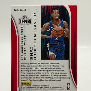 2018-19 Panini Chronicles #613 Shai Gilgeous-Alexander Rookie Card FRENLY BRICKS - Open 7 Days