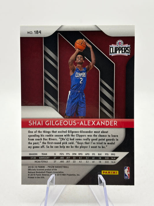 2018-19 Panini Prizm #184 Shai Gilgeous-Alexander Rookie Card (1) FRENLY BRICKS - Open 7 Days