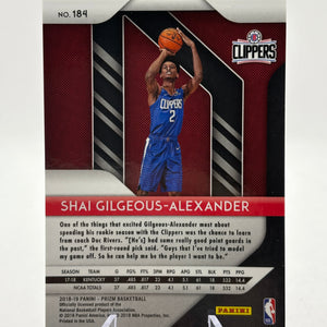 2018-19 Panini Prizm #184 Shai Gilgeous-Alexander Rookie Card (1) FRENLY BRICKS - Open 7 Days