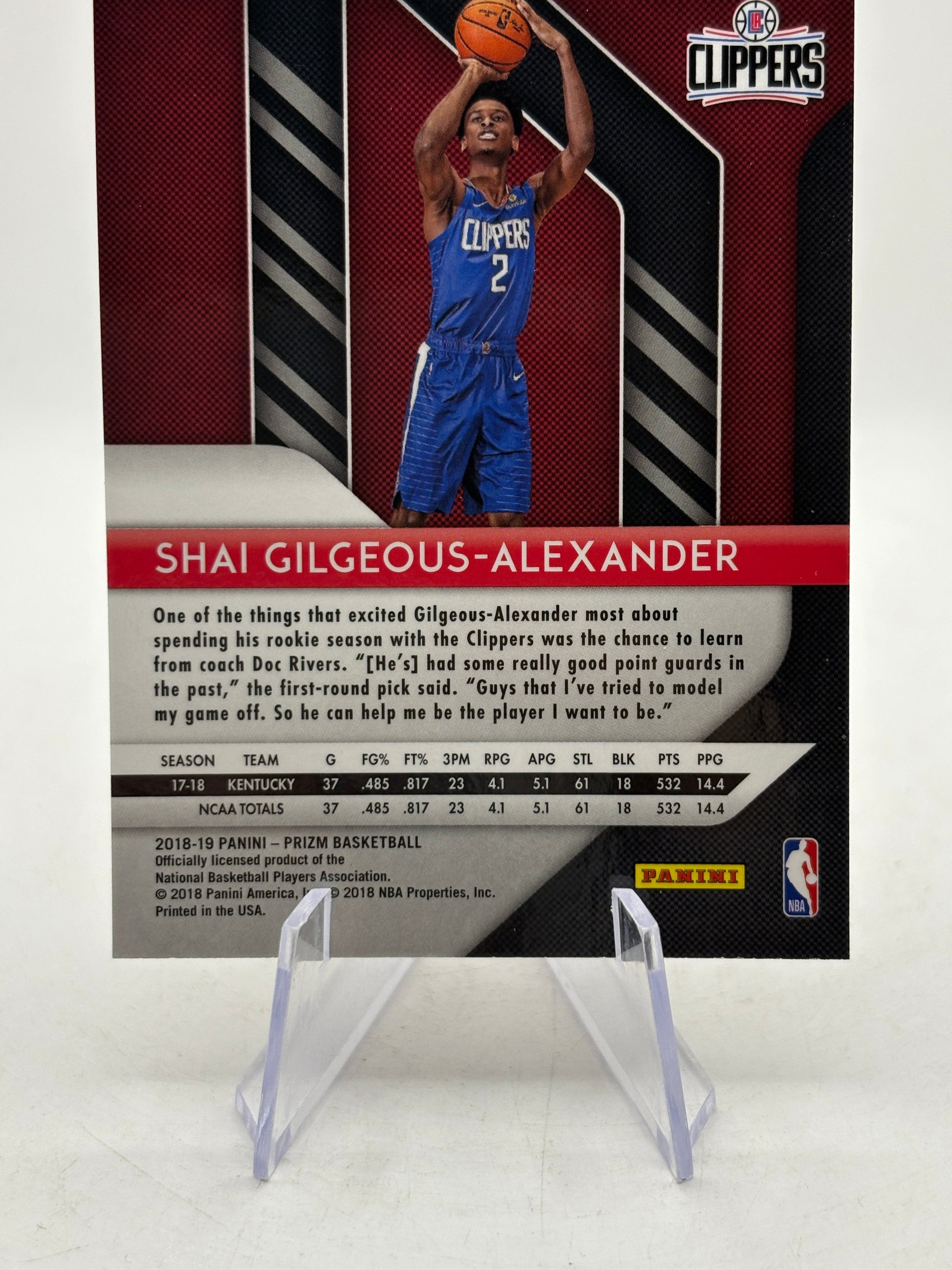 2018-19 Panini Prizm #184 Shai Gilgeous-Alexander Rookie Card (1) FRENLY BRICKS - Open 7 Days