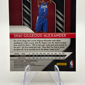 2018-19 Panini Prizm #184 Shai Gilgeous-Alexander Rookie Card (1) FRENLY BRICKS - Open 7 Days