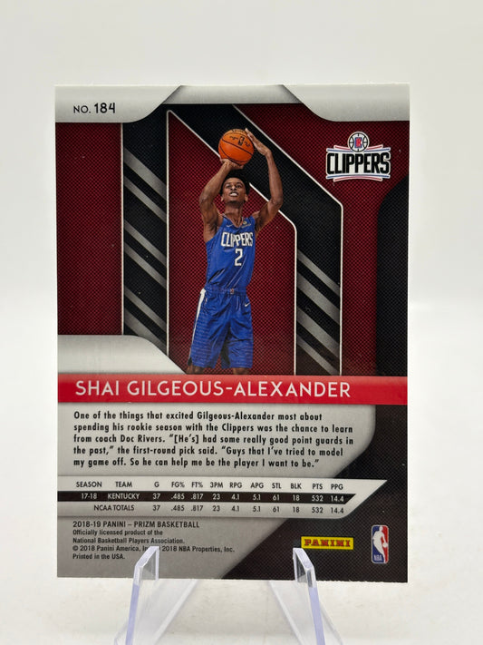 2018-19 Panini Prizm #184 Shai Gilgeous-Alexander Rookie Card (2) FRENLY BRICKS - Open 7 Days