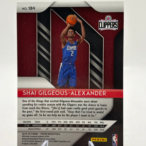 2018-19 Panini Prizm #184 Shai Gilgeous-Alexander Rookie Card (2) FRENLY BRICKS - Open 7 Days