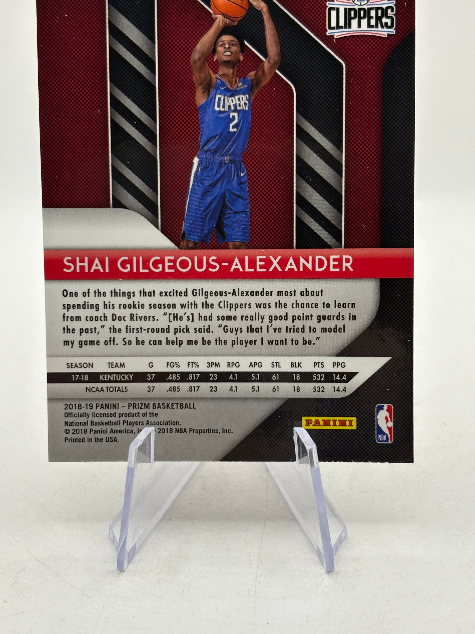 2018-19 Panini Prizm #184 Shai Gilgeous-Alexander Rookie Card (2) FRENLY BRICKS - Open 7 Days