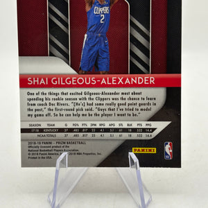 2018-19 Panini Prizm #184 Shai Gilgeous-Alexander Rookie Card (2) FRENLY BRICKS - Open 7 Days