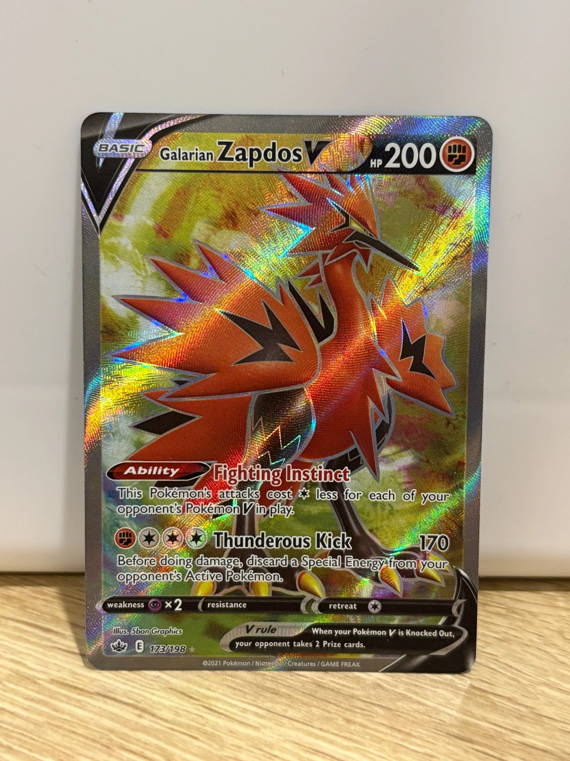 Galarian Zapdos V 173/198 Pokemon Chilling Reign Full Art Holo NM FRENLY BRICKS - Open 7 Days