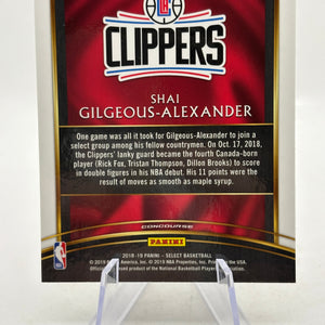 2018-19 Panini Select #7 Shai Gilgeous-Alexander Rookie Card (1) FRENLY BRICKS - Open 7 Days