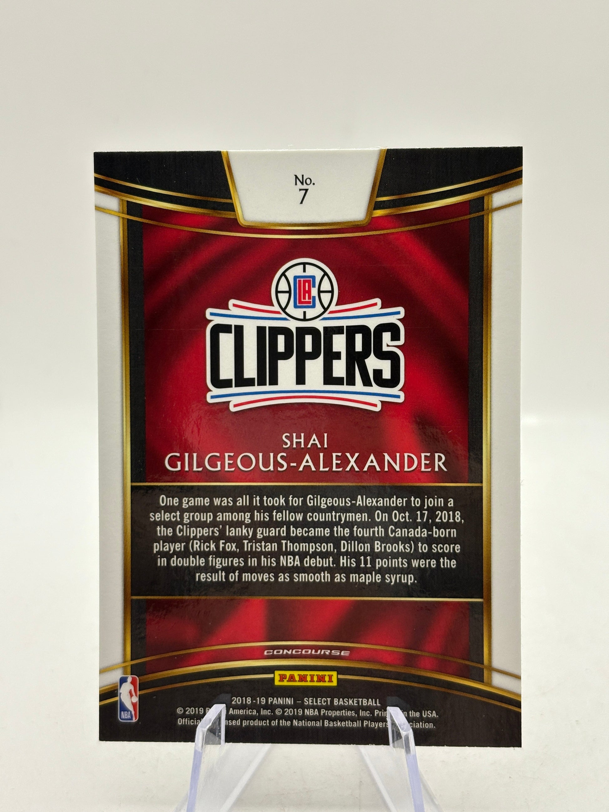 2018-19 Panini Select #7 Shai Gilgeous-Alexander Rookie Card (2) FRENLY BRICKS - Open 7 Days