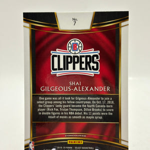 2018-19 Panini Select #7 Shai Gilgeous-Alexander Rookie Card (2) FRENLY BRICKS - Open 7 Days