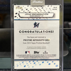 2023 Topps Pristine Jerar Encarnacion Auto Orange #13/25 ROOKIE AUTOGRAPH FRENLY BRICKS - Open 7 Days