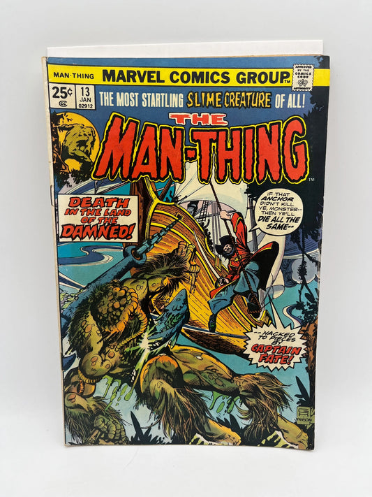 The Man-Thing #13 Captain Fate! Marvel Comics January 1975 +combined shipping FRENLY BRICKS - Open 7 Days