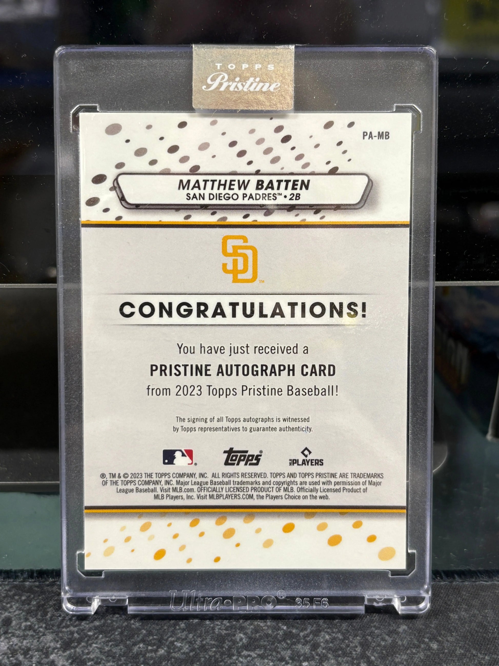 2023 Topps Pristine Matthew Batten #PA-MB Rookie Auto RC Encased Padres FRENLY BRICKS - Open 7 Days