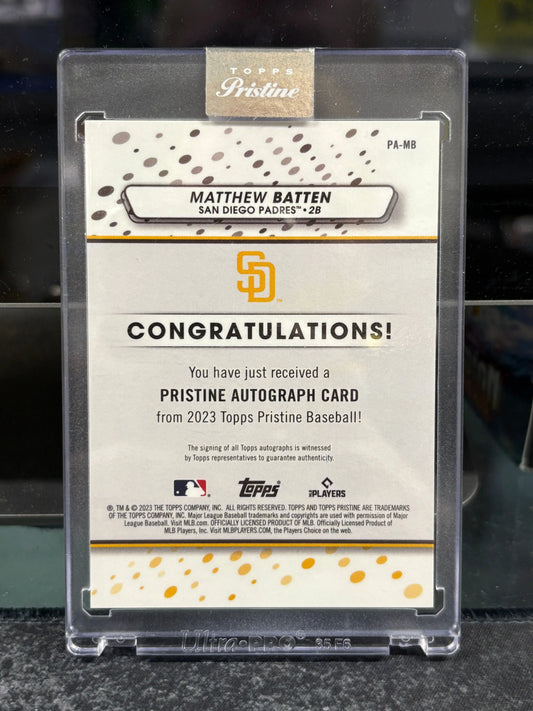 2023 Topps Pristine Matthew Batten #PA-MB Rookie Auto RC Encased Padres FRENLY BRICKS - Open 7 Days