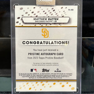 2023 Topps Pristine Matthew Batten #PA-MB Rookie Auto RC Encased Padres FRENLY BRICKS - Open 7 Days
