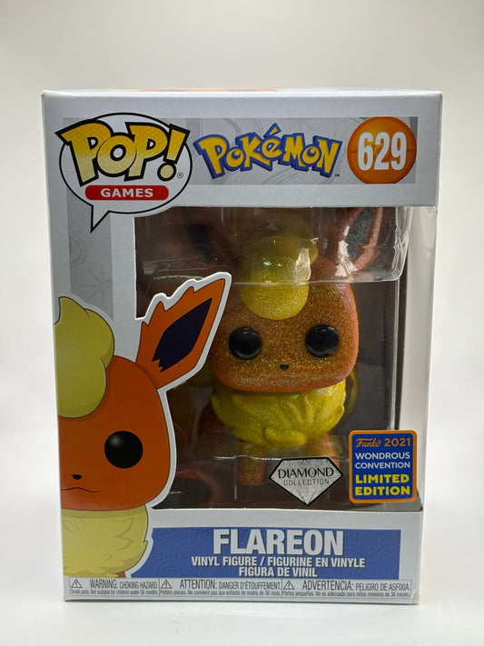 Funko POP! Games Pokemon #629 Flareon Diamond 2021 Wondrous Convention FRENLY BRICKS - Open 7 Days