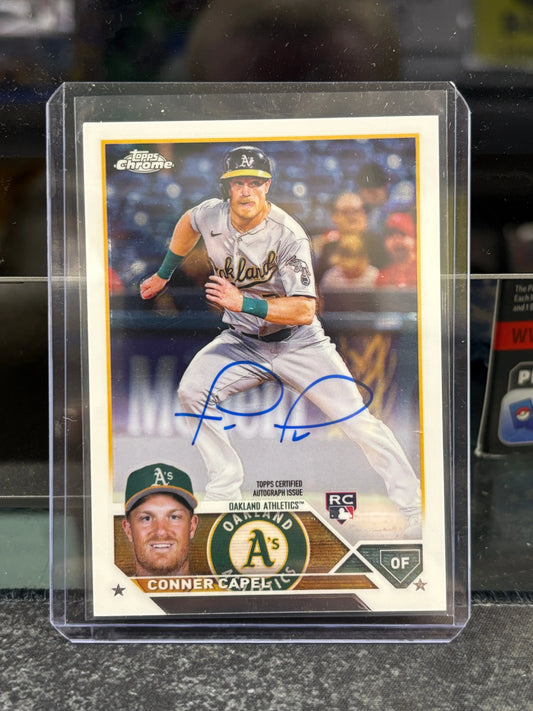 CONNER CAPEL 2023 TOPPS CHROME ROOKIE AUTOGRAPH ATHLETICS A RC AUTO Q4762 FRENLY BRICKS - Open 7 Days