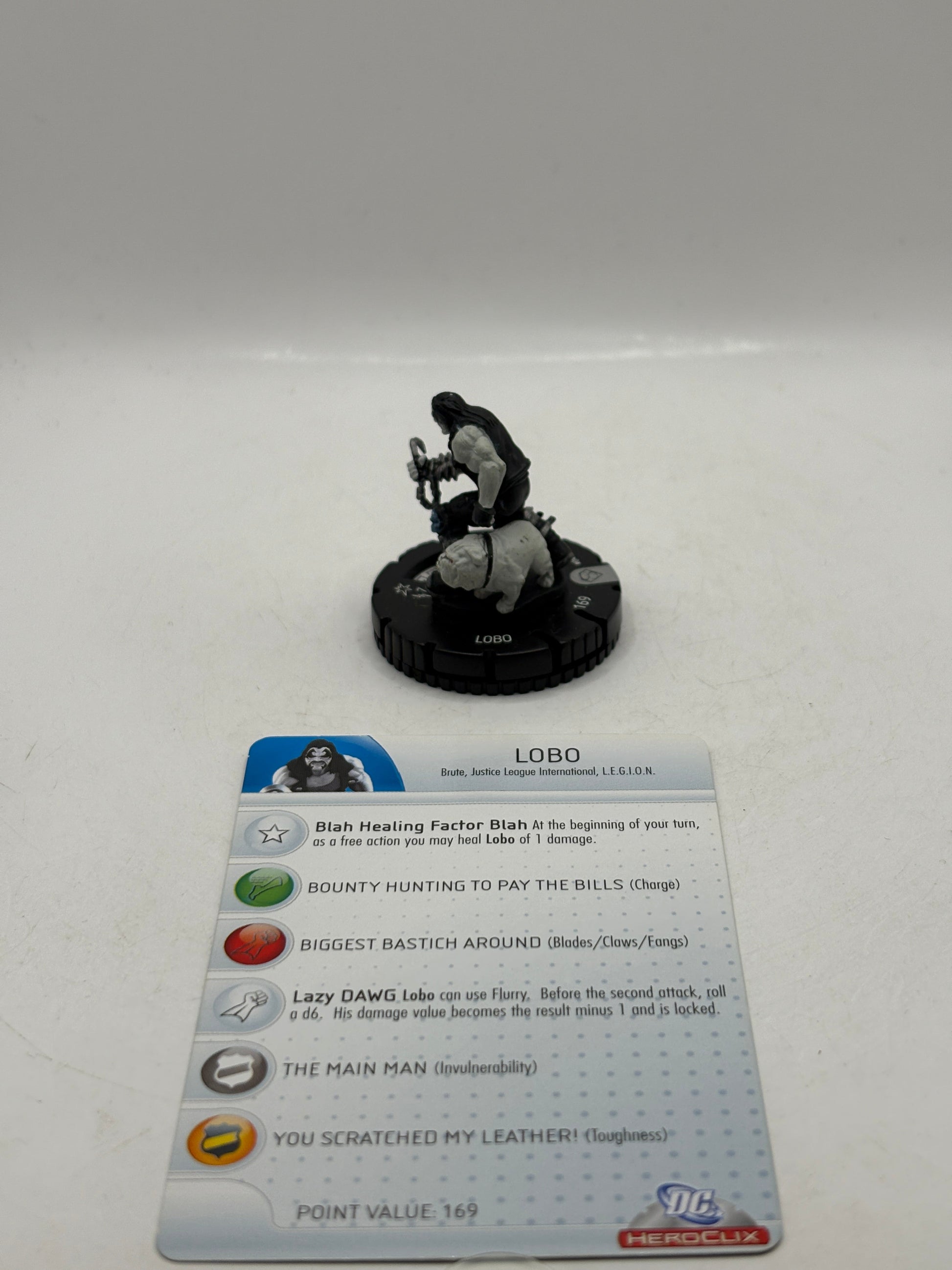 DC HeroClix Rare #042 Lobo Figure Loose with Card FRENLY BRICKS - Open 7 Days