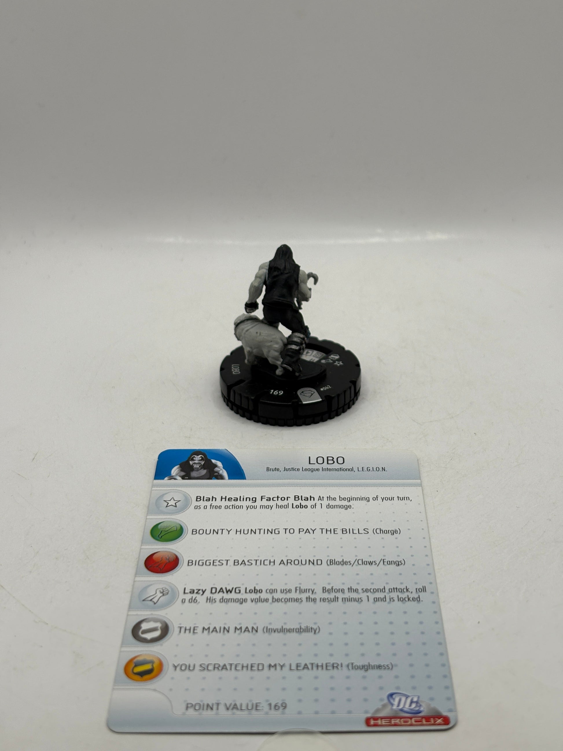 DC HeroClix Rare #042 Lobo Figure Loose with Card FRENLY BRICKS - Open 7 Days
